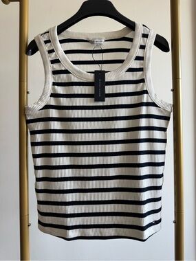 Tommy Hilfiger Black & White Striped Ribbed Tank